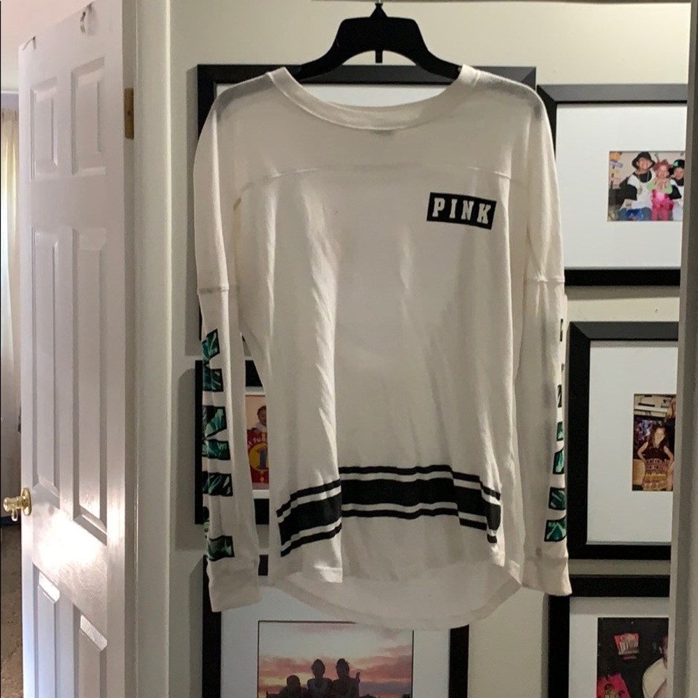 PINK long sleeve open back tee